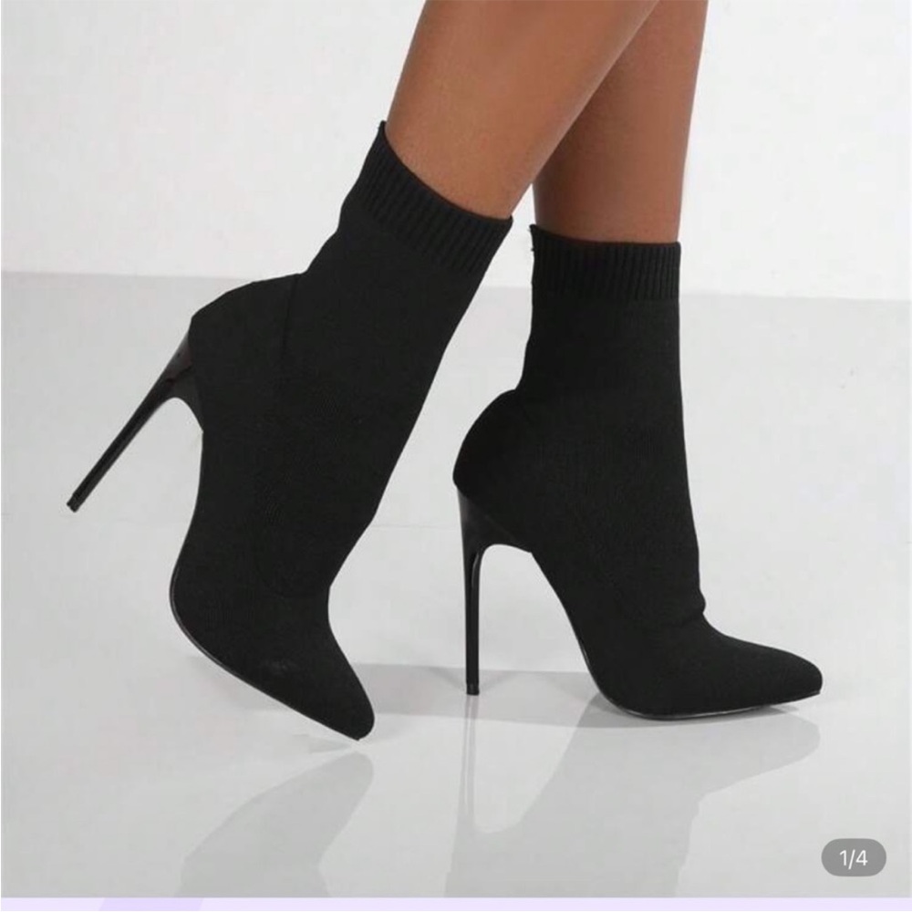 Black Stiletto Sock Boots